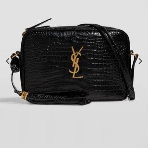 Lou Medium YSL Camera Bag with Tassel in Croc Embossed Leather
